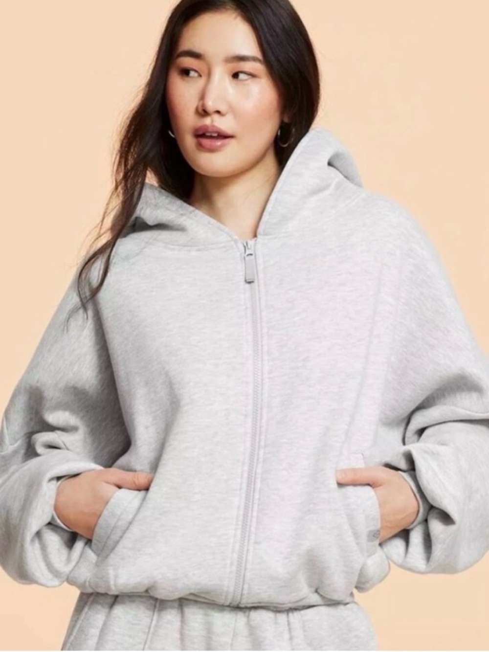 Blogilates Light Gray Zip-Up Hoodie Jacket Marshmallow Style  Sold out online